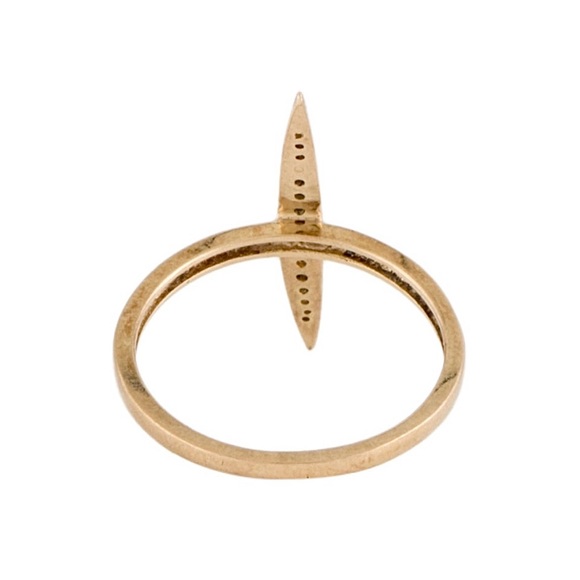 SOLD🥀 14k Solid Gold Diamond Skinny Navette Stacker Ring Size 5.25 ~ Vintage - Picture 9 of 11